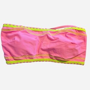 Pink and Green Bandeau Bikini Top